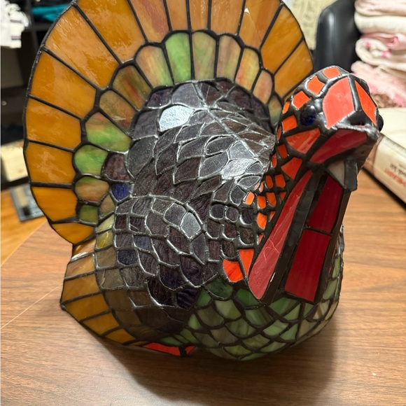 STAINED GLASS TURKEY CRACKER BARREL.